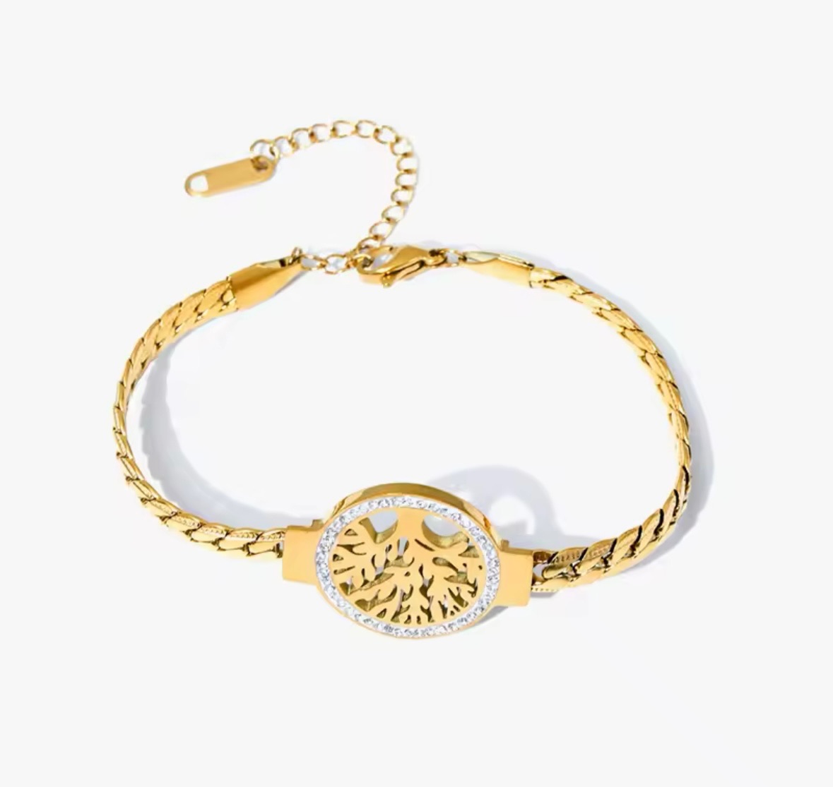 Tree of Life 18K Gold Stainless Steel Bracelet