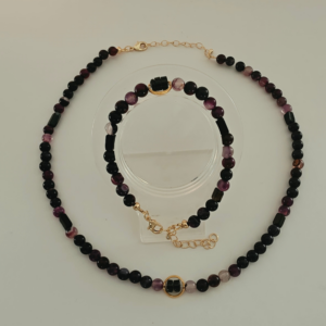 Tranquility | Lepidolite Necklace & Bracelet Set | 18K Gold
